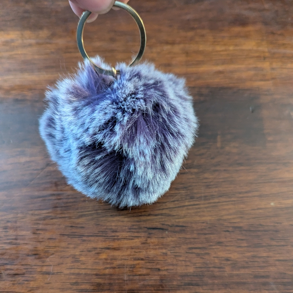 Purple Faux Fur Pom Pom Keychain
